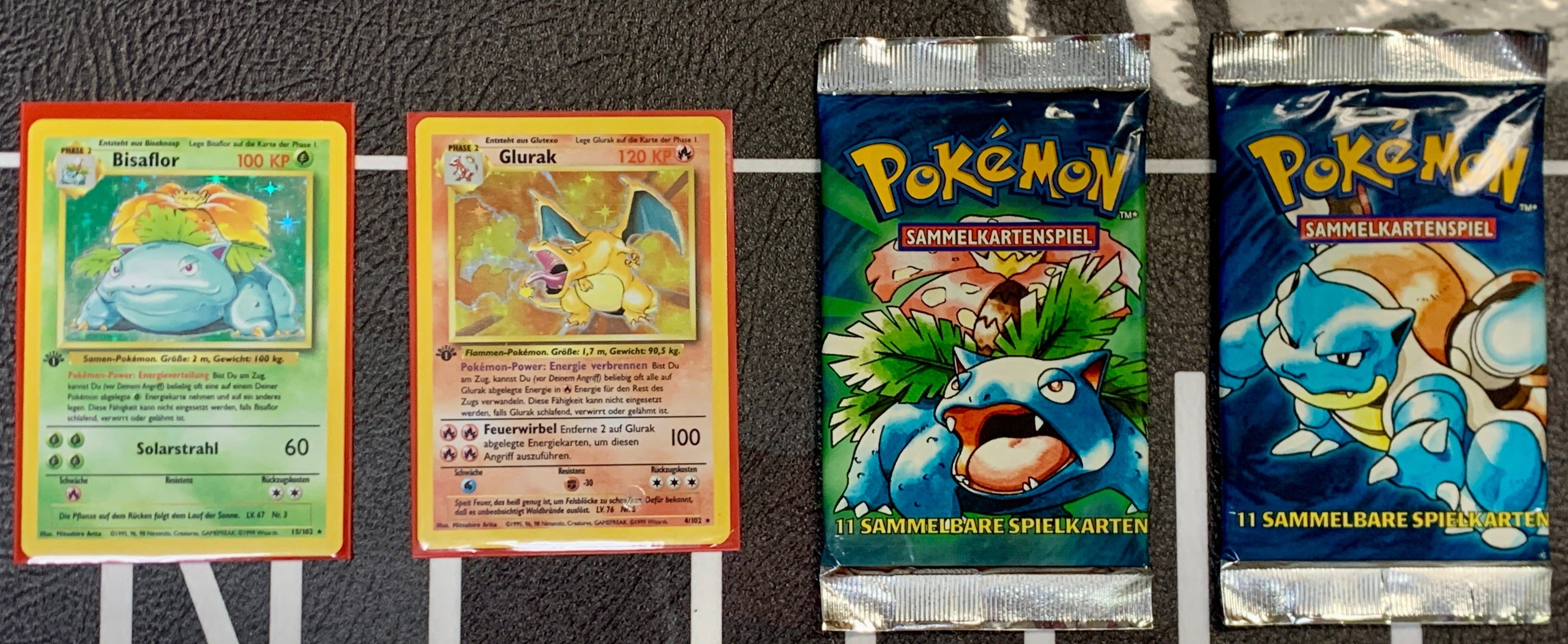 Pokemon TCG: German Base Set Bundle - 2 Booster Packs, 1st Ed. Charizard, 1st Ed. Venusaur