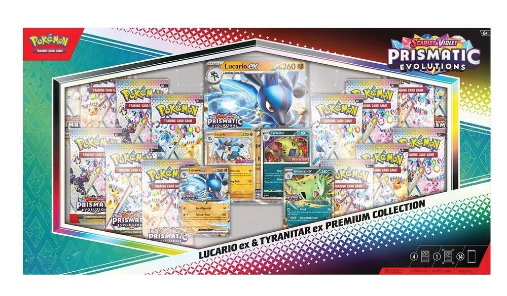Pokemon TCG: Scarlet & Violet Prismatic Evolutions - Lucario ex & Tyranitar ex Premium Collection