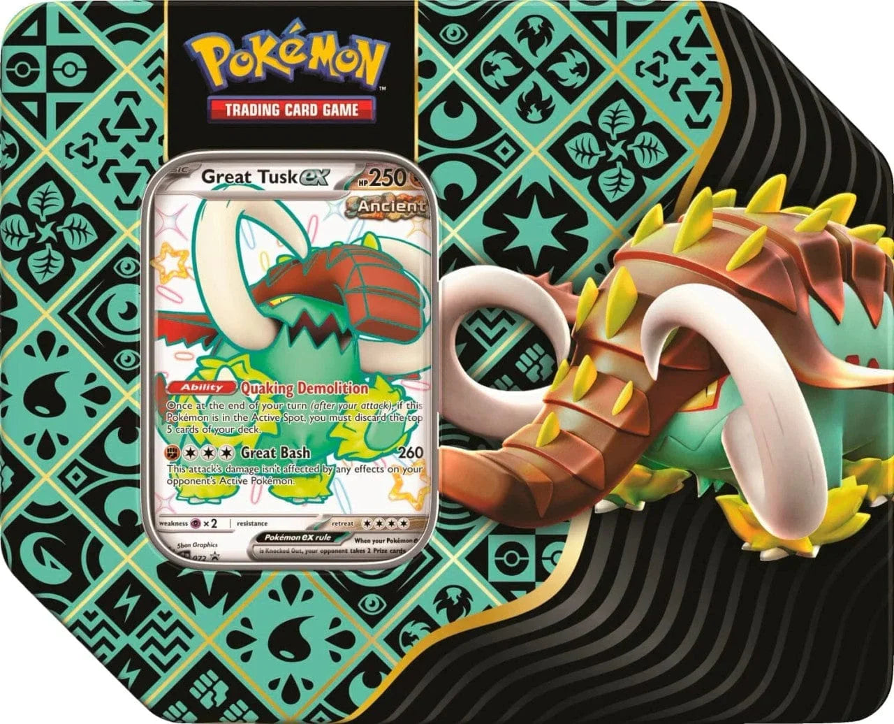 Pokemon TCG Paldean Fates Tin - Shiny Great Tusk Ex